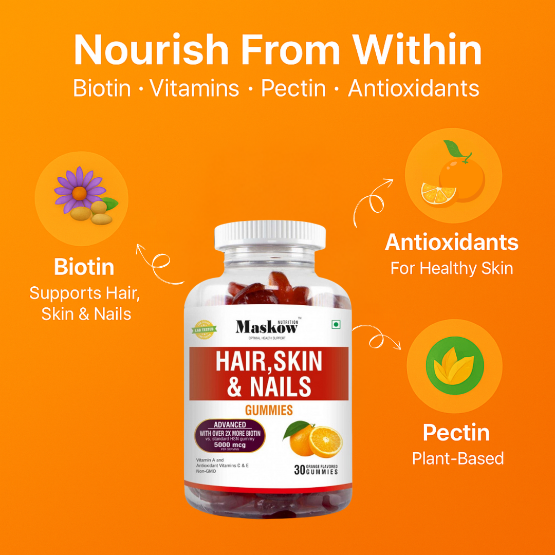 Biotin Gummies for Hair, Skin & Nails by Maskow Nutrition